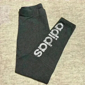 Women's XS Adidas LEGGINGS with glitter logo on leg athletic sz xs grey